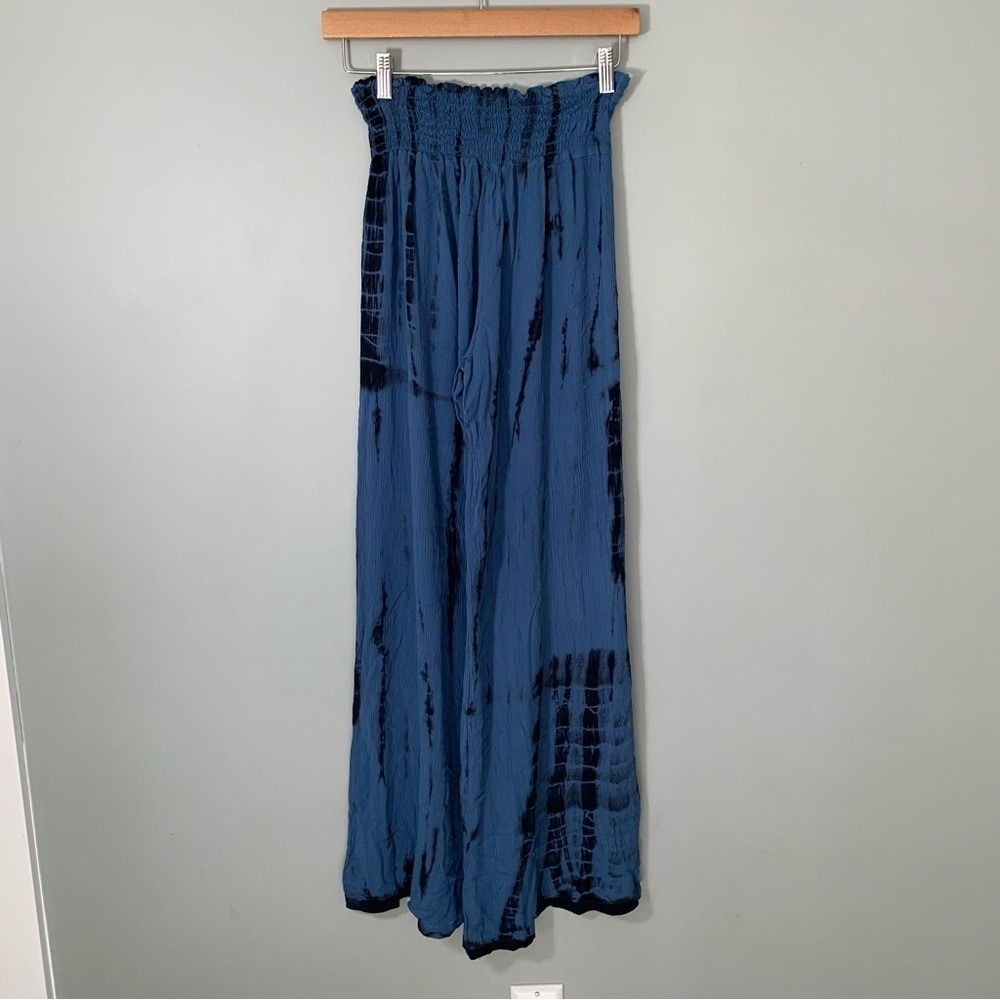Chatoyant Blue Tie Dye Wide Leg Smocked Waist Pants Womens Medium - Picture 5 of 11